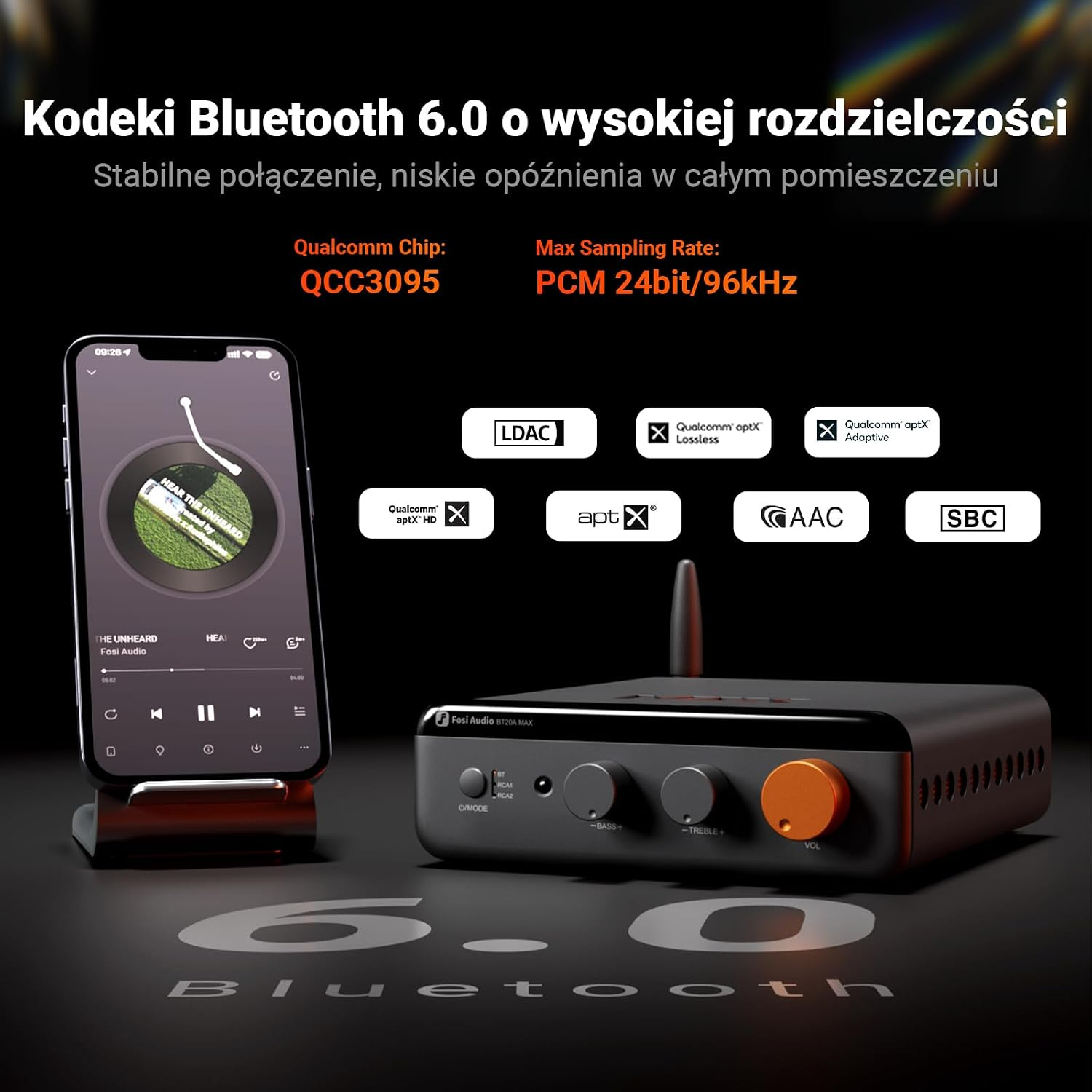 Bluetooth 6.0 i kodeki Hi-Res we wzmacniaczu Fosi Audio BT20A MAX